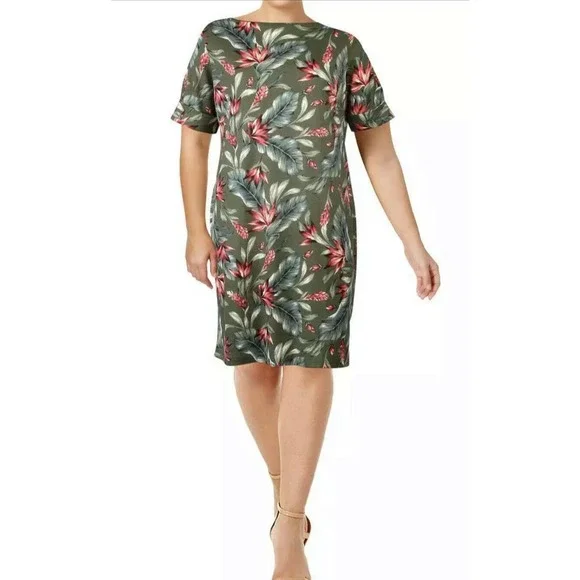Karen Scott Dresses Karen Scott Avocado Green Knee Length Fall